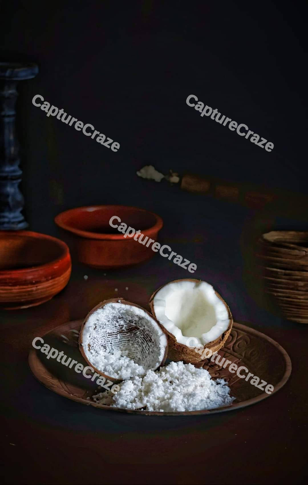 Broken Coconut on a bowl